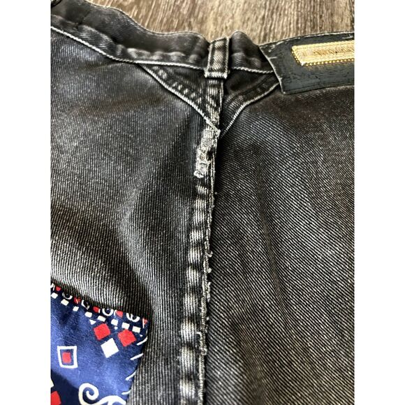 Vintage Lawman Jeans Sz 2 High Rise Black Denim Western Rodeo Patchwork Y2K RARE - Picture 13 of 16
